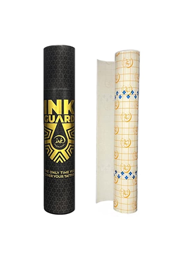 Ink Guard Tattoo Aftercare Waterproof Transparent Adhesive Bandage 10" x 6 Feet (25 cm X 1.83m) Second Skin Healing Protective Clear Adhesive Bandages Holds for 5 Days, Extra Adhesive Cover Up Roll