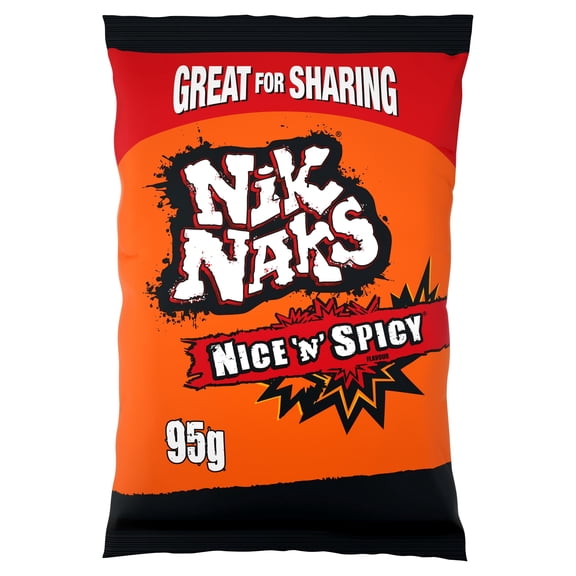 Nik Naks Nice 'N' Spicy Sharing Crisps 95g, Imported from Britain