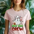 thumbnail image 5 of Boo Boo Crew Ghost Graphic T-Shirt for Men and Women, Unisex Casual Tee, Light Pink, Size L, 5 of 6