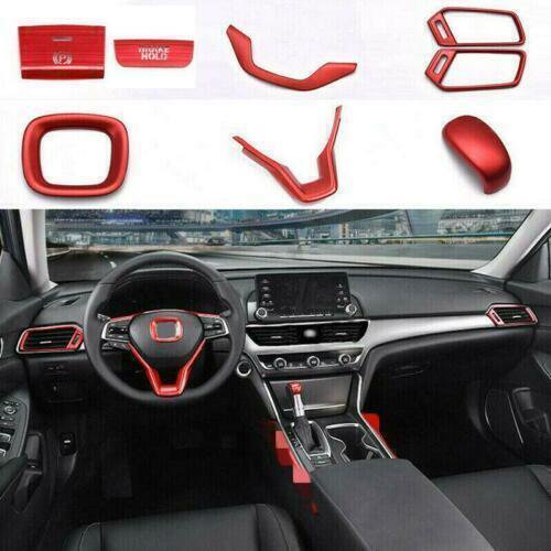 8P for Honda for Accord 2018-2022 ABS RED Interior Accessories Decor Kit Cover Trims
