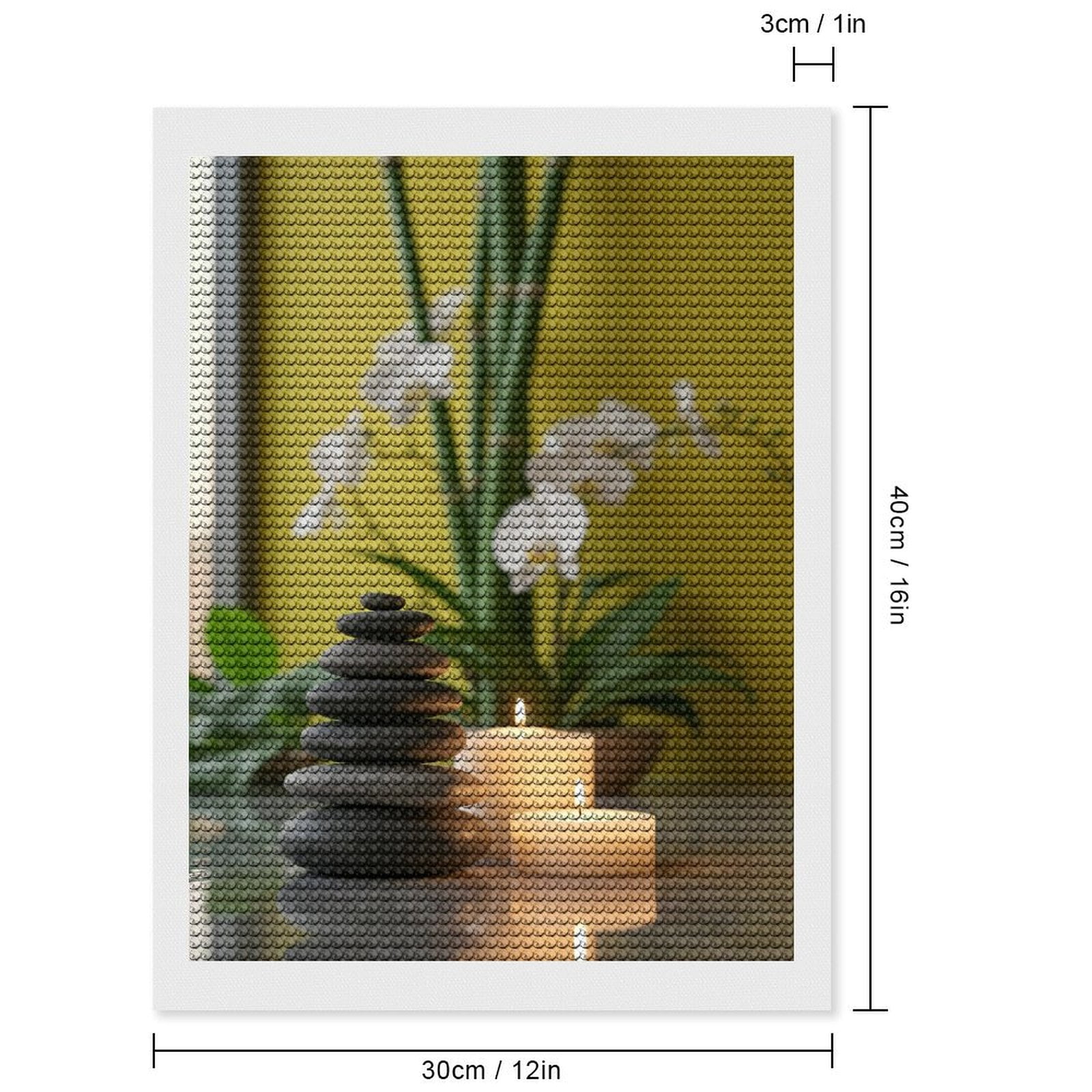 Diamond Art Kits for Adults, Zen Stones Candles Orchid Decor 5D Diamond Painting Kits for Adults Beginners, DIY Full Drill Diamond Painting, Gem Art and Crafts 12x16