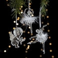 thumbnail image 3 of Adorno navideño transparente Árbol brillante/Bailarina/Lazo/Estrella Decoración navideña para colgar en el dormitorio, la sala de estar, la casa de campo y la decoración navideña del hogar, 3 of 7