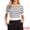 Navy Striped, variant on Women's Short Sleeve Striped Crew Neck T Shirts XL Black Striped