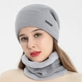 thumbnail image 3 of 1 Set Cap Scarf Super Soft Exquisite Workmanship Knitted Unisex Autumn Winter Hat Scarf for Daily Life, 3 of 10