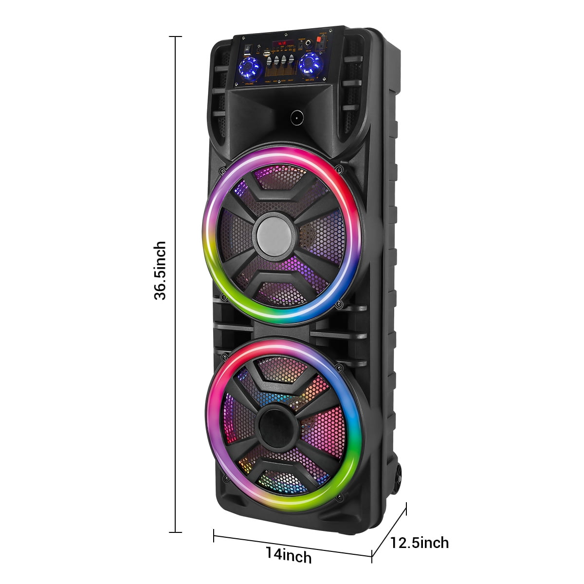 Curuk Wireless Speaker With Wireless Mic, 2800W Portable Bluetooth Speaker Dual 12” Subwoofer Heavy Bass Party DJ PA Sound System FM Mic LED Light