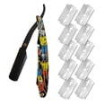 thumbnail image 1 of Multifunctional Vintage Stainless Steel & Acrylic Straight Razor - 4 Unique Patterns, Includes 10 Replacement Blades - Ideal for Shaving, Eyebrow Shaping & Facial Hair Removal - Durable Classic, 1 of 6