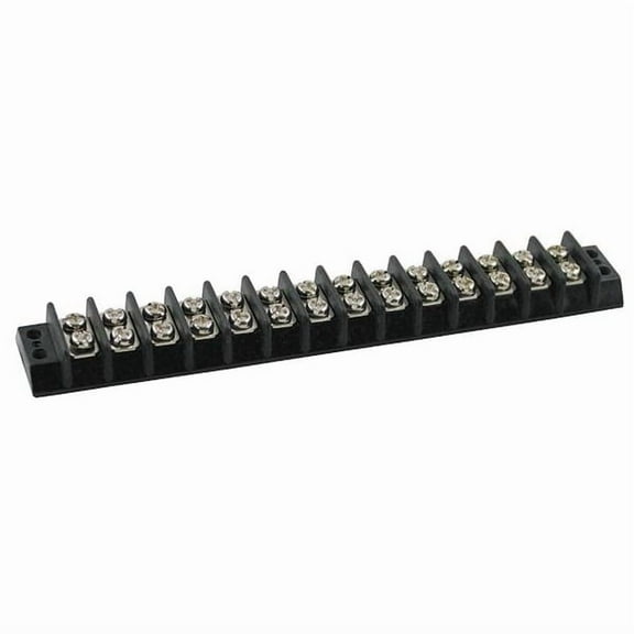 Terminal Strip, 14 Pole, 2 Row, 15 A, 300 V AC, 14 AWG, Screw Termination