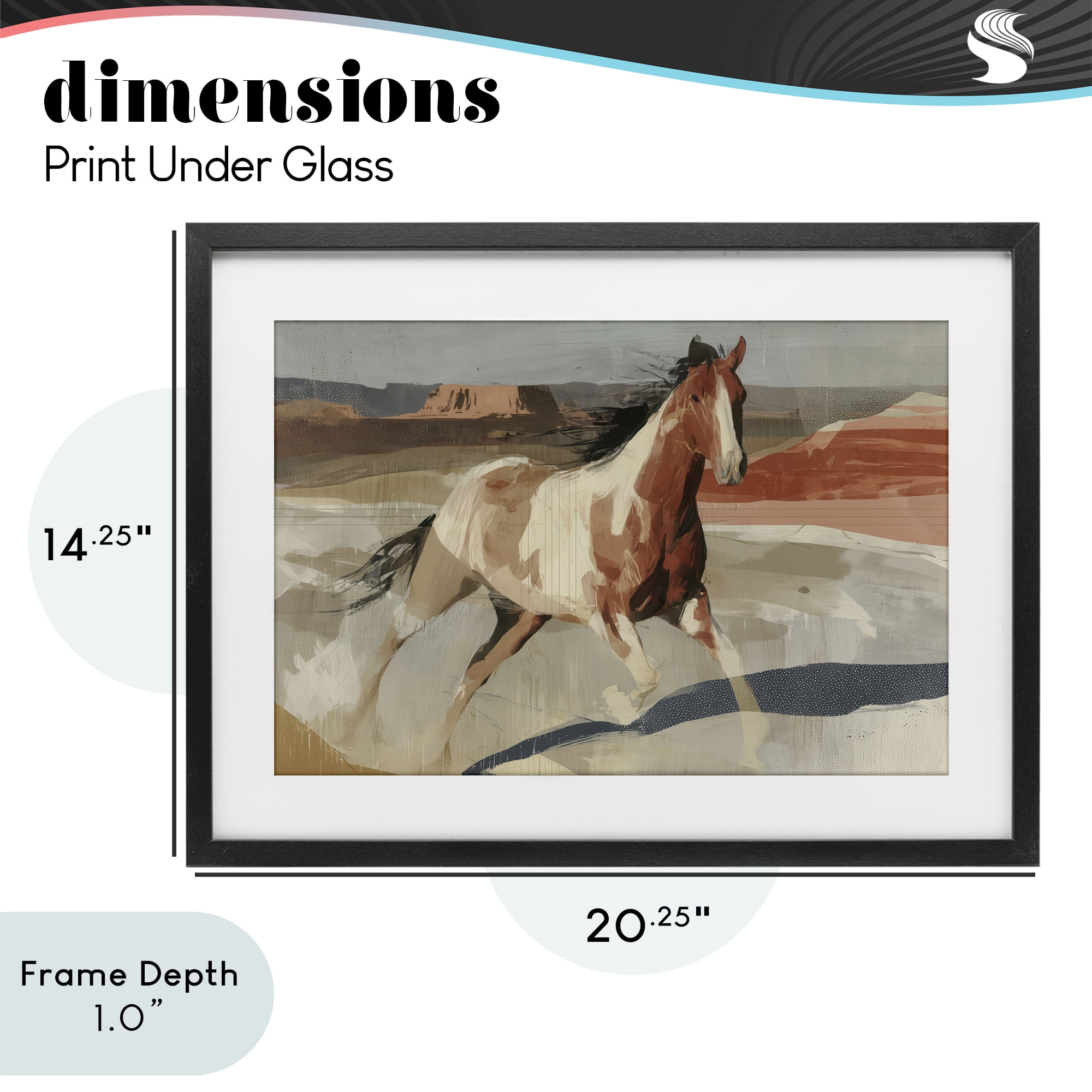 Stupell Industries Wild Horse Across Plains Black Framed Print Under Glass, design by Chromatic Storm Studio