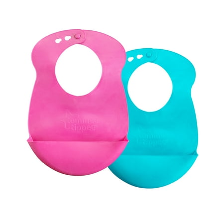 UPC: 0666519635142 | Tommee Tippee Easi-Roll Baby Bib  Crumb & Drip Catcher  Pink & Teal – 7+ Months  2 Count