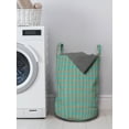 thumbnail image 3 of Abstract Laundry Bag, Simplistic Layout of Calm Earth Tones Square Pattern Brush Strokes Look, Basket with Handles Drawstring Closure for Laundromats, 13" x 19", Dark Tan Pale Teal, by Ambesonne, 3 of 4