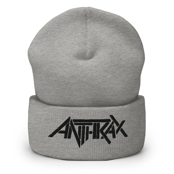 Anthrax - Black on Grey Cuffed HD Embroidered Beanie