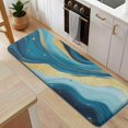 thumbnail image 5 of Blue Gold Wave Marble Pattern Kitchen Rug Mat,Kitchen Runner Rugs Non Skid Washable,Decorative Kitchen Floor Mats for Kitchen,Sink,Laundry,17"x47.2", 5 of 7