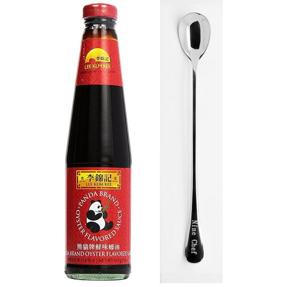 NineChef Bundle - Lee Kum Kee Panda Oyster Sauce 18 oz Per Order (1 Bottle)   1 NineChef Brand Spoon