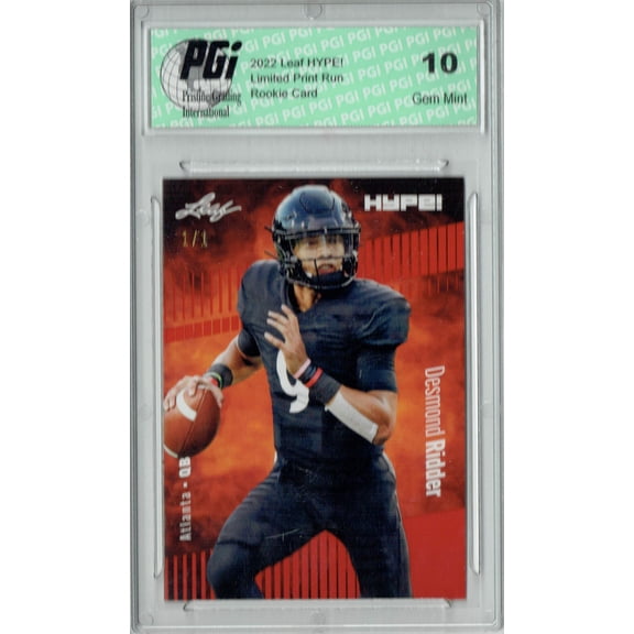 Desmond Ridder 2022 Leaf Hype #82 Red Blank Back #1/1 Rookie Card PGI 10