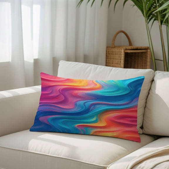 Boho Colorful Swirl Throw Pillow Covers, Decorative Pillow Covers With Hidden Zipper Soft Brushed Microfiber Fabric, Liquid Marble Background Pillowcases for Couch Bed 16x24in