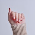 thumbnail image 2 of Kiss Core French Tip Press On Nails Almond, ‘Optimistic’, Red, Medium Length, 32 Count, 2 of 12