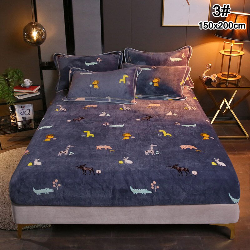 Teddy Fleece Fitted Sheet Extra Deep Bed Mattress Cover Star Unicorn Bedding New 