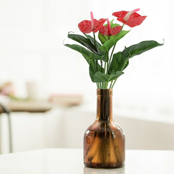 Starbun Bouquet de Fleurs artificielles - Plante Artificielle en Plastique Faux Fleurs d'anthurium Rouge Bouquet de Mariage Maison Jardin décor