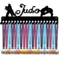 thumbnail image 2 of Judo Medal Holder Medal Hanger Sport Display Hanger Rack Awards Metal Wall Mounted Stainless Steel Metal Hanging for Swimmer Runner Athletes Players Gymnastics Gift Over 60 Medals Black, 2 of 8