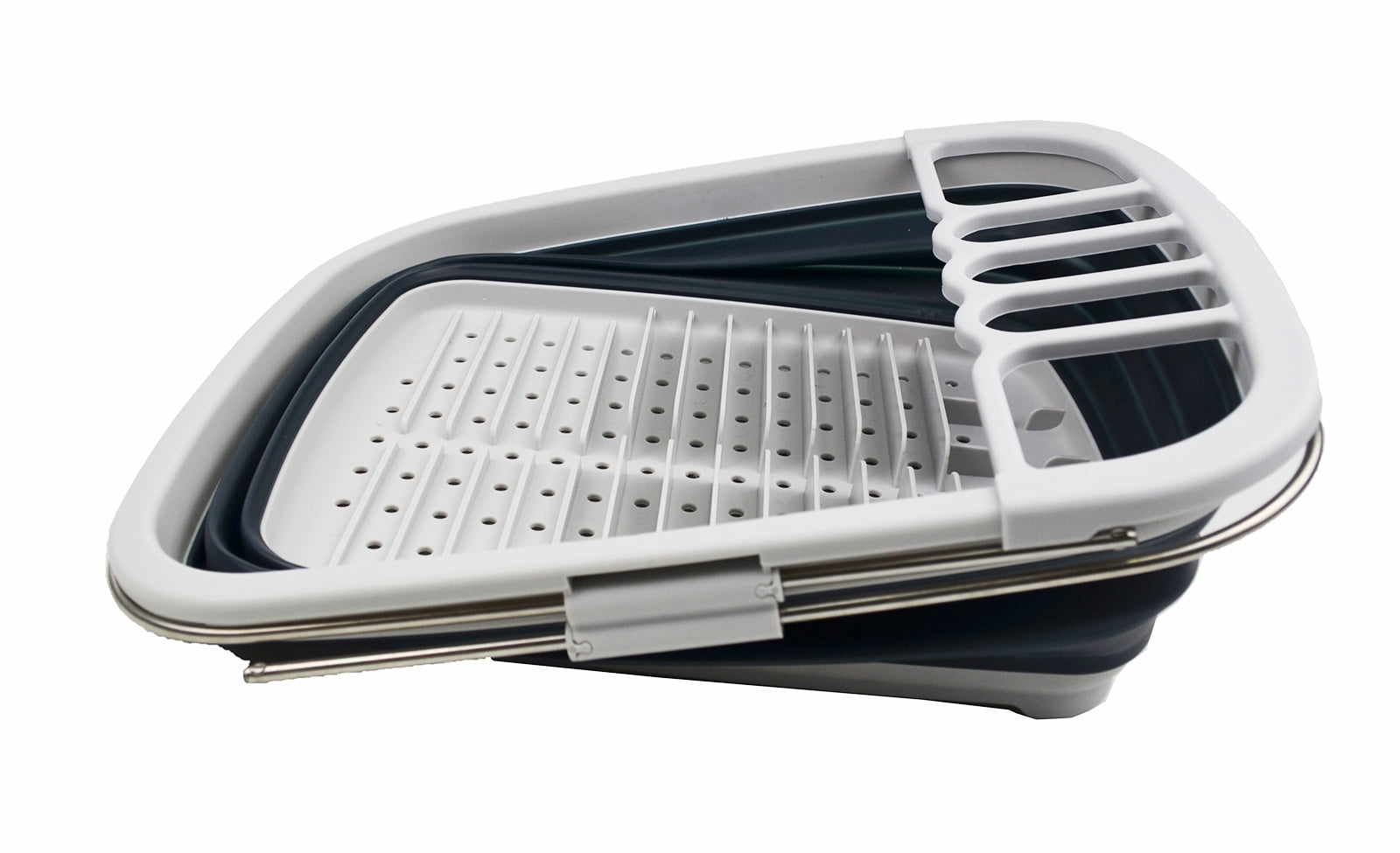 SAMMART 8L (2.11Gallons) Expandable Collapsible Dish Drainer - Foldable Drying Rack - Portable Dinnerware Organizer - Space Saving Kitchen Storage Tray