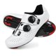 thumbnail image 4 of BOODUN 1 par de zapatos de ciclismo de carretera de cuero artificial zapatos de bloqueo de bicicleta transpirables al aire libre White45, 4 of 10