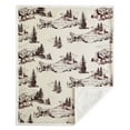 thumbnail image 3 of Indigo Hill White Pine Throw Pine Tree Nature Mountain Bear Deer Elk Print Cabin Sherpa Fleece Blanket, 54x68 inch, 3 of 6
