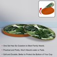 thumbnail image 4 of Palm Leaves 6PCS Round Coasters, Microfiber Leather Drink Coasters Set of 6, 11x11 cm/4.3x4.3 in Absorbent Coaster for Drinks, Cup Coaster for Home and Kitchen Decor, 4 of 6