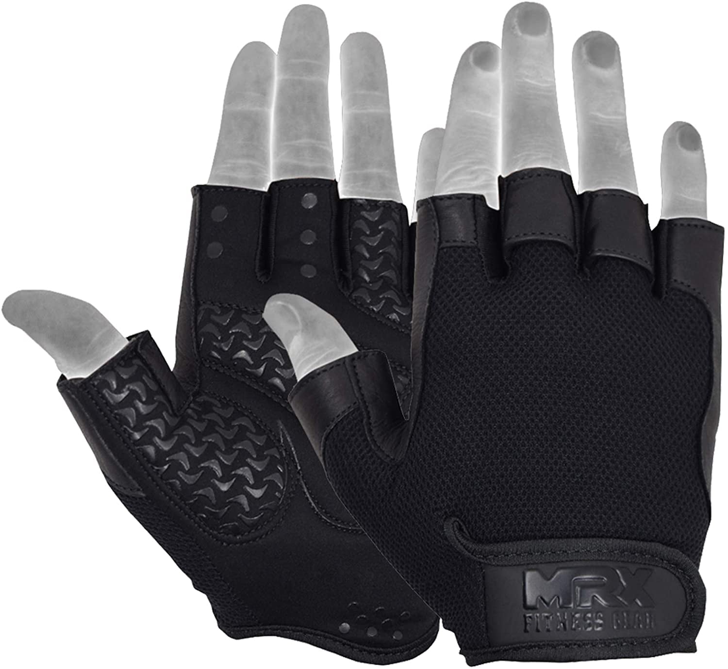 Weightlifting Leather GlovesMotorcycle Cycling Exercise Gym Fingerless Workout 