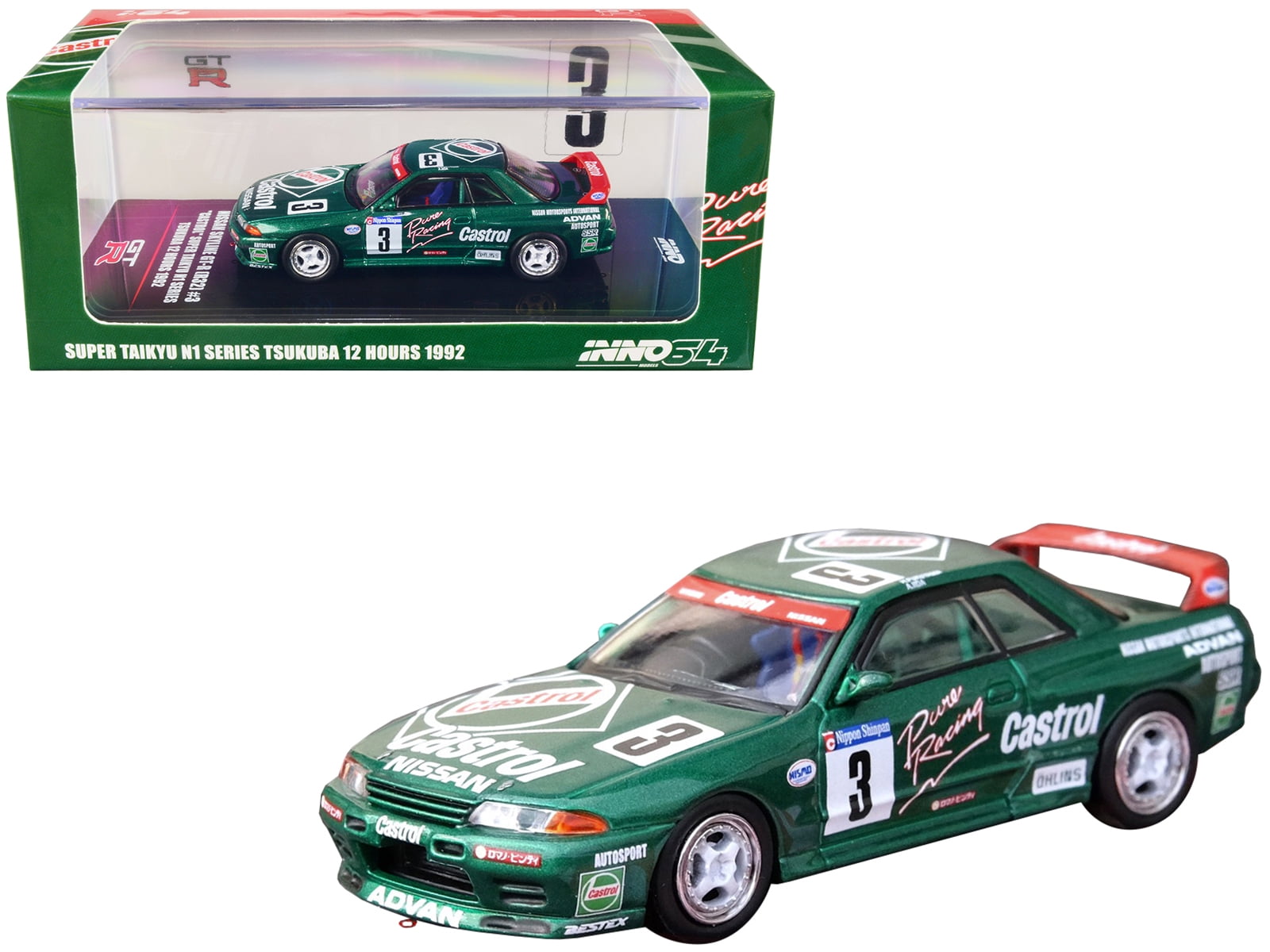 Modèle Réduit Inno64 Nissan Skyline GT-R R32 #3 Castrol - Tsukuba 12 Hour - Neuf