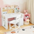 thumbnail image 2 of EDTara Modern Desk and Chair Set, Multi-Functional Wooden Table with Tiltable Desktop, Hutch & Storage Cabinet for Home, 2 of 7