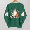 thumbnail image 6 of Womens Halloween Long Sleeve Crew Neck Sweatshirts, Fall Cute Ghost Pumpkin Print Casual Tops ,Women's Long Sleeve Sweater Holiday Family Matching Blouse, 6 of 7