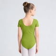 thumbnail image 7 of Xdegoge Youth Girls Short Sleeve Gymnastics Leotards Pinched Front V Neck Ballet Bodysuit Breathable Lightweight Dancewear Athletic Practice Outfit Active Casual Tops, 7 of 7