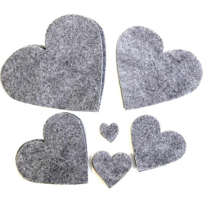 Playfully Ever After 1 to 6 inch Multi-Size Pack 24pc Felt Hearts (Charcoal Gray)