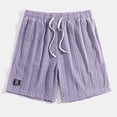 thumbnail image 4 of Nestiefly Men’s Shorts High Waisted Drawstring Elastic Waist Twill Sweat Shorts Jacquard Textured Above Knee Basketball Flat Front Shorts with Pockets Purple 2XL, 4 of 4