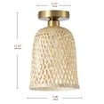 thumbnail image 5 of Bamboo Boho Caged Close to Ceiling Light, Farmhouse Vintage Woven Semi Flush Mount Ceiling Light for Hallway Foyer Bedroom Dining Room Kitchen Balcony, 5 of 7