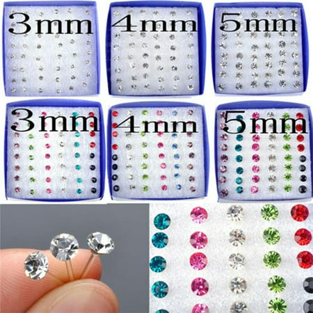 20 Pairs Faux Rhinestone Decor Clear Plastic Sticks Ear Studs Multicolor/white Multicolor (Best Way To Play Mississippi Stud)