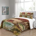thumbnail image 4 of LAICAIW Couvre-Lit Format Simple, Ensemble de 3 Pcs Style Cabane Rustique Brun Ours Couvre-Lits Couvre-Lit Réversible Imprimé Animal Couvre-Lit Patchwork à Carreaux Couvre-Lit Décor de Ferme Campagnarde pour Toutes les Saisons Double (200x200 cm), 4 of 7