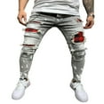 thumbnail image 1 of Men’ s High Waist Ripped Slim Fit Jeans, 1 of 6