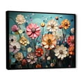 thumbnail image 2 of Designart "Cubist Collage Of Zinnias Blossoms I" Zinnias Floater Framed Canvas Art Print, 2 of 5
