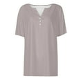 thumbnail image 4 of Idoravan Womens Tops Dressy Casual Women's Casual Solid Color Medium Short Sleeve-Neck Top, 4 of 5