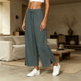 thumbnail image 6 of Luvrsol Flowy Pants for Women Plus Size Wide Leg High Waist Breathable Casual Slacks with Side Pockets S-2XL, 6 of 7