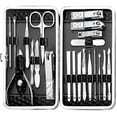 thumbnail image 2 of Kit de pedicura Kit de manicura de acero inoxidable de 21 piezas, kits de aseo profesional, herramientas para el cuidado de uñas con lujoso estuche de viaje negro, 2 of 5
