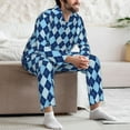 thumbnail image 7 of Honeii Blue Squares Pattern Mens Pajamas Set,2pcs Men's Lounge Long Sleeve Sleep Shirt and Pajama Bottoms Sleepwear Set,Mens Pjs Sets-X-Large, 7 of 7