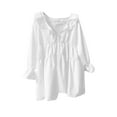 thumbnail image 2 of Jalioing Women's Shirts 3/4 Length Ruffle Sleeve Flowy Blouses Scoop Neck Layered Chiffon Tops Summer Trendy, 2 of 5