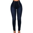 thumbnail image 1 of WILLBEST Pantalones Mujer Pantalones Vaqueros Ajustados de Cintura Alta para Mujer, Con Doble Botón, Elásticos, Cómodos y a La Moda. XXXXXL, 1 of 8