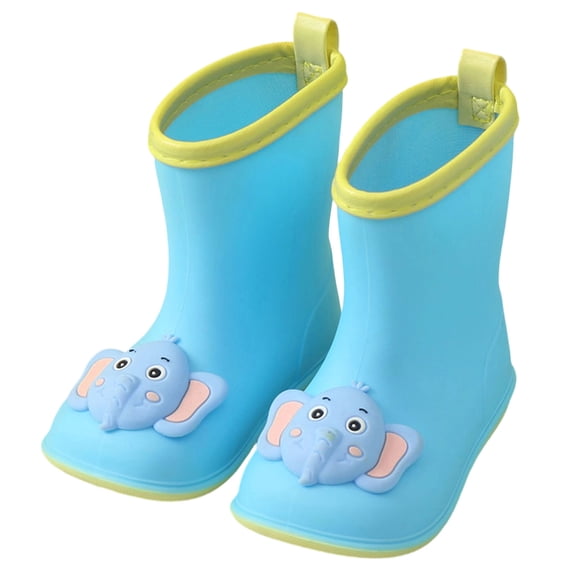 KPOPLK Toddler Boys Rain Boots Waterproof Kids Girls Lightweight Easy-On Pull-On Handles Non-Slip Sole Cute Dinosaur(Sky Blue,12)