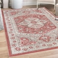 thumbnail image 1 of Ethnic Decorative Rug, Folk Tribal Shapes with Monochrome Design in Grunge Weathered Effects, Quality Carpet for Bedroom Dorm and Living Room, 6 Sizes, Pale Ruby Pale Grey, by Ambesonne, 1 of 4
