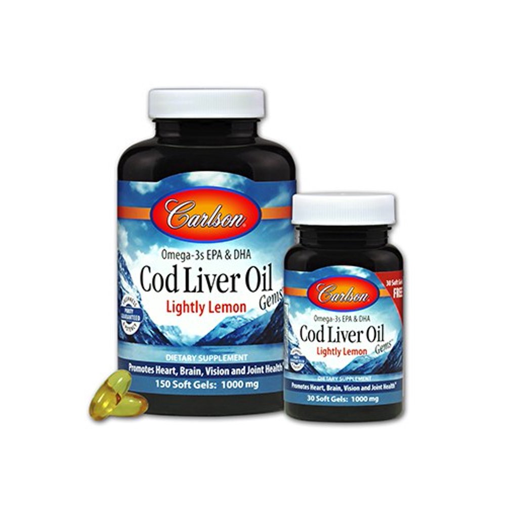 Carlson Cod Liver Oil Gems Bonus Pack 150 Soft Gels + 30 Free Soft