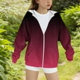 thumbnail image 4 of Spazoro Girls Swearshirts, Gradient Color Fall Winter Full Zip Hooded Casual Cardigan Tops for Girls Red Size 12-13T, 4 of 4