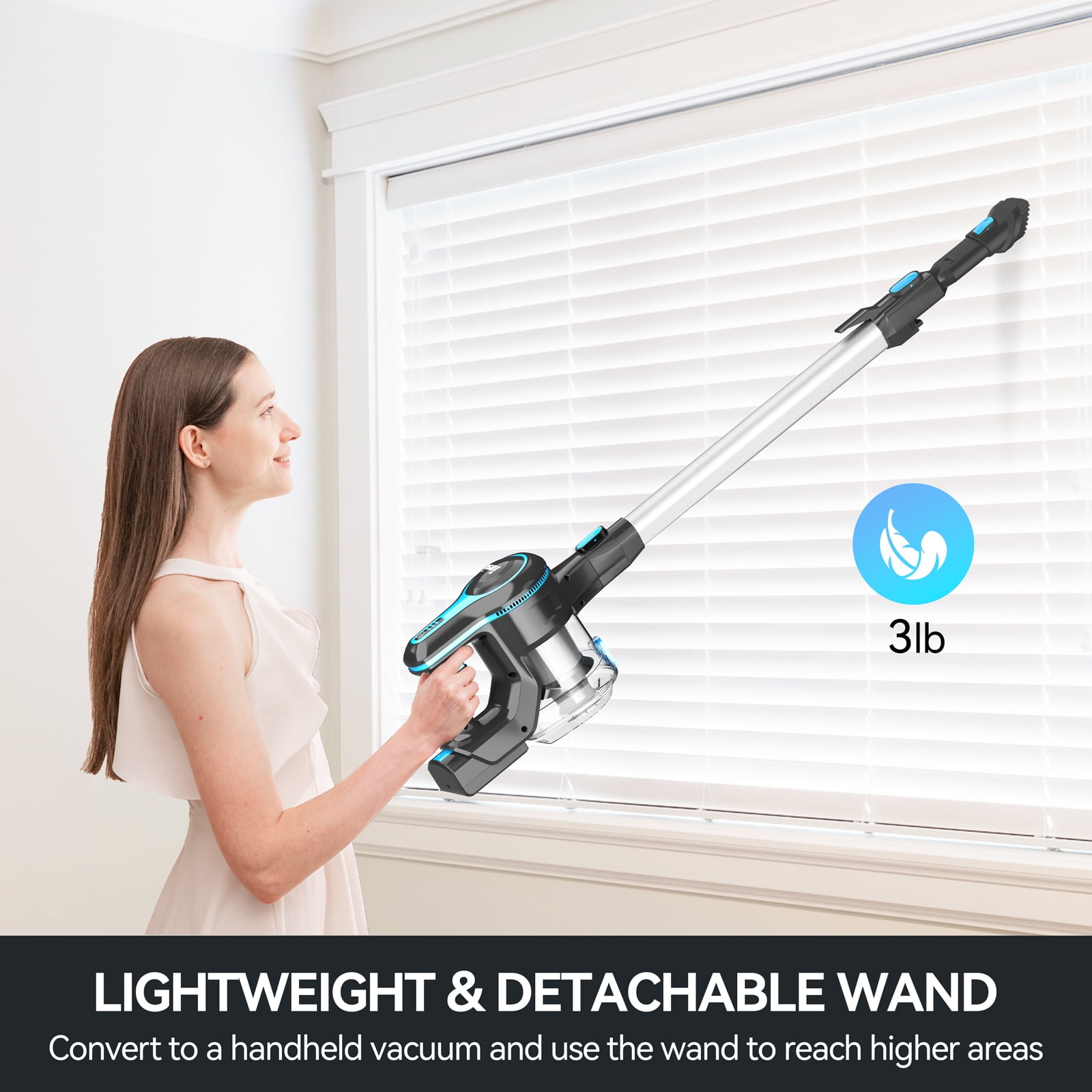 INSE Cordless Vacuum Cleaner for Home,Upgraded 38kPa/50Mins Stick Vacuum Lightweight with Self-Standing,N520